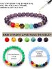 Bracelets 10Pcs 8mm Beaded Bracelets for Women Men Natural Lava Rock 7 Chakra Healing Stone Bracelets Yoga Energy Protection Gift Anxiety Bracelets Ar