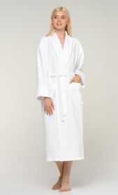 Womens Long Waffle Luxury Shawl Kimono Lightweight Turkish Cotton Robe, Hotel Spa Bathrobe for Women (Option: Adult  Unisex  White  One Size)