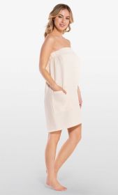 Cotton Waffle Towel Wrap for Women for bulk Spa Bath Wraps with Elastic Velcro, Comfy Women's  Short Adult for Hot Tub Shower Sauna (Option: Beige  Large)