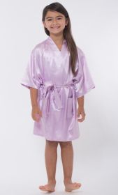 Kimono robes for Kids Satin Silk robe, Short V (Option: Neck For Girls Sleepwear Loungewear Bridal Party Flower Girl Wedding  Lavender  Large)