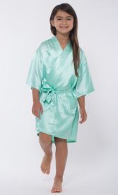 Kimono robes for Kids Satin Silk robe, Short V (Option: Neck For Girls Sleepwear Loungewear Bridal Party Flower Girl Wedding  Mint Green  Large)