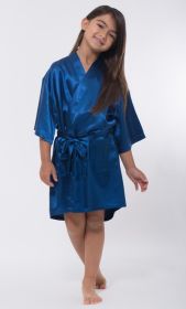 Kimono robes for Kids Satin Silk robe, Short V (Option: Neck For Girls Sleepwear Loungewear Bridal Party Flower Girl Wedding  Navy Blue  Large)