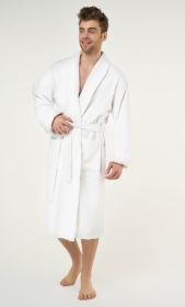Plush Soft Warm, Robe for Mens Terry Turkish Bathrobe Cotton Towel Robe, Comfy Men's Robe Long Shawl Adult for Hot Tub Shower (Option: White  One Size)