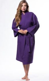 Womens Long Waffle Kimono Lightweight Cotton Robe, Hotel Spa Bathrobe for Women (Option: Adult  Unisex  Purple  XXL)