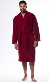 Plush Soft Warm, Robe for Mens Terry Turkish Bathrobe Cotton Towel Robe, Comfy Men's Robe Long Kimono Adult for Hot Tub Shower (Option: Wine Red  One Size)