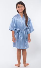 Kimono robes for Kids Satin Silk robe, Short V (Option: Neck For Girls Sleepwear Loungewear bridal party Flower Girl Wedding  Air Blue  Small)