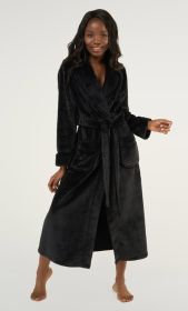 Plush Soft Warm, Robe for Women Fleece Bathrobe for Women, Comfy Women's Robe Long (Option: Shawl  Adult Sleepwear Loungewear  Black  Medium)