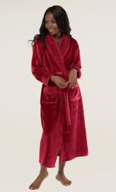 Plush Soft Warm, Robe for Women Fleece Bathrobe for Women, Comfy Women's Robe Long (Option: Shawl  Adult Sleepwear Loungewear  Burgundy  Small)
