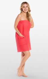 Cotton Waffle Towel Wrap for Women for bulk Spa Bath Wraps with Elastic Velcro, Comfy Women's  Short Adult for Hot Tub Shower Sauna (Option: Coral  S/M)