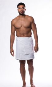 Turkish  Cotton Towel Wrap for Men for bulk Spa Bath Wraps with Elastic Velcro, Comfy Men's  Short Adult for Hot Tub Shower Sauna (Option: White  One Size)