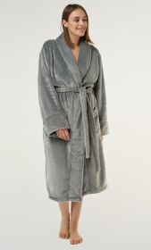 Gray Super Soft Tahoe Microfleece Shawl Collar Robe | RobeMart (Option: One Size)