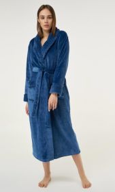 Plush Soft Warm, Robe for Women Fleece Bathrobe for Women, Comfy Women's Robe Long (Option: Shawl  Adult Sleepwear Loungewear  Navy Blue  Small)