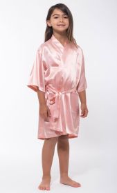 Kimono robes for Kids Satin Silk robe, Short V (Option: Neck For Girls Sleepwear Loungewear Bridal Party Flower Girl Wedding  Pink  Medium)