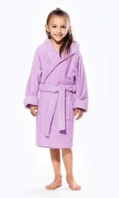 Plush Soft Warm Robe for Kids Terry Turkish Bathrobe Cotton Towel Robe Comfy Boy Girl Robe Swimming Long Hooded Children for Hot Tub Shower (Option: Medium)