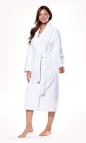 Plush Soft Warm, Robe for Womens Terry Turkish Bathrobe Cotton Towel Robe, Comfy Women's Robe Long Shawl Adult for Hot Tub Shower (Option: White  S/M)