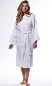 Womens Long Waffle Kimono Lightweight Cotton Robe, Hotel Spa Bathrobe for Women (Option: Adult  Unisex  White  Small / Medium)