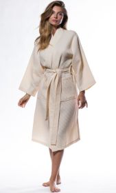 Womens Long Waffle Kimono Lightweight Cotton Robe, Hotel Spa Bathrobe for Women (Option: Adult  Unisex  Beige  Small / Medium)