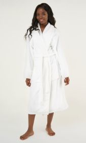 White Super Soft Tahoe Microfleece Shawl Collar Robe | RobeMart (Option: One Size)