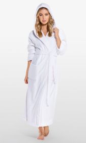 Plush Soft Warm, Robe for Women Fleece Bathrobe for Women, Comfy Women's Robe Long (Option: Hooded  Adult Sleepwear Loungewear  White  Medium)