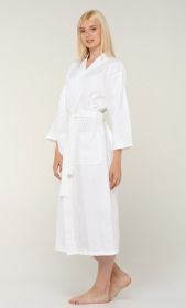 Womens Long Waffle Kimono Lightweight Turkish Cotton Robe, Hotel Spa Bathrobe for Women (Option: Adult  Unisex  White  XXL)
