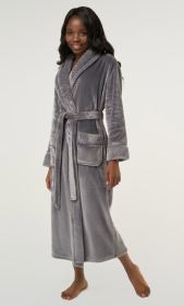Plush Soft Warm, Robe for Women Fleece Bathrobe for Women, Comfy Women's Robe Long (Option: Shawl  Adult Sleepwear Loungewear  Gray  X)