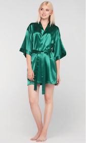 Kimono robes for Women Satin Silk lingerie robe, Short V (Option: Neck For Female Sleepwear Loungewear bridal party bridesmaid wedding  Lime Green  XLarge)